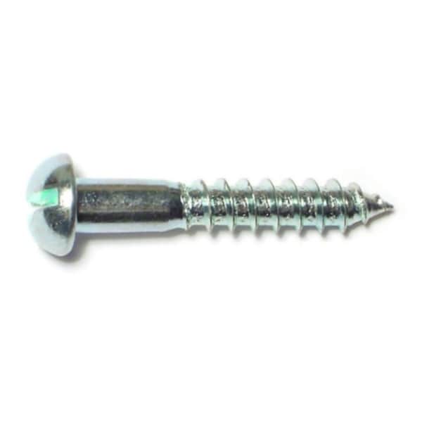 Midwest Fastener Wood Screw, #8, 1 in, Zinc Plated Steel Round Head Slotted Drive, 80 PK 61684 - main